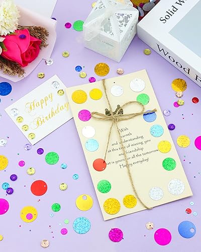 Miniatura 4 de Lentejuelas y lentejuelas sueltas redondas de 3.53 onzas de color mixto a granel para vacaciones, apliques de manualidades, manualidades y adornos,