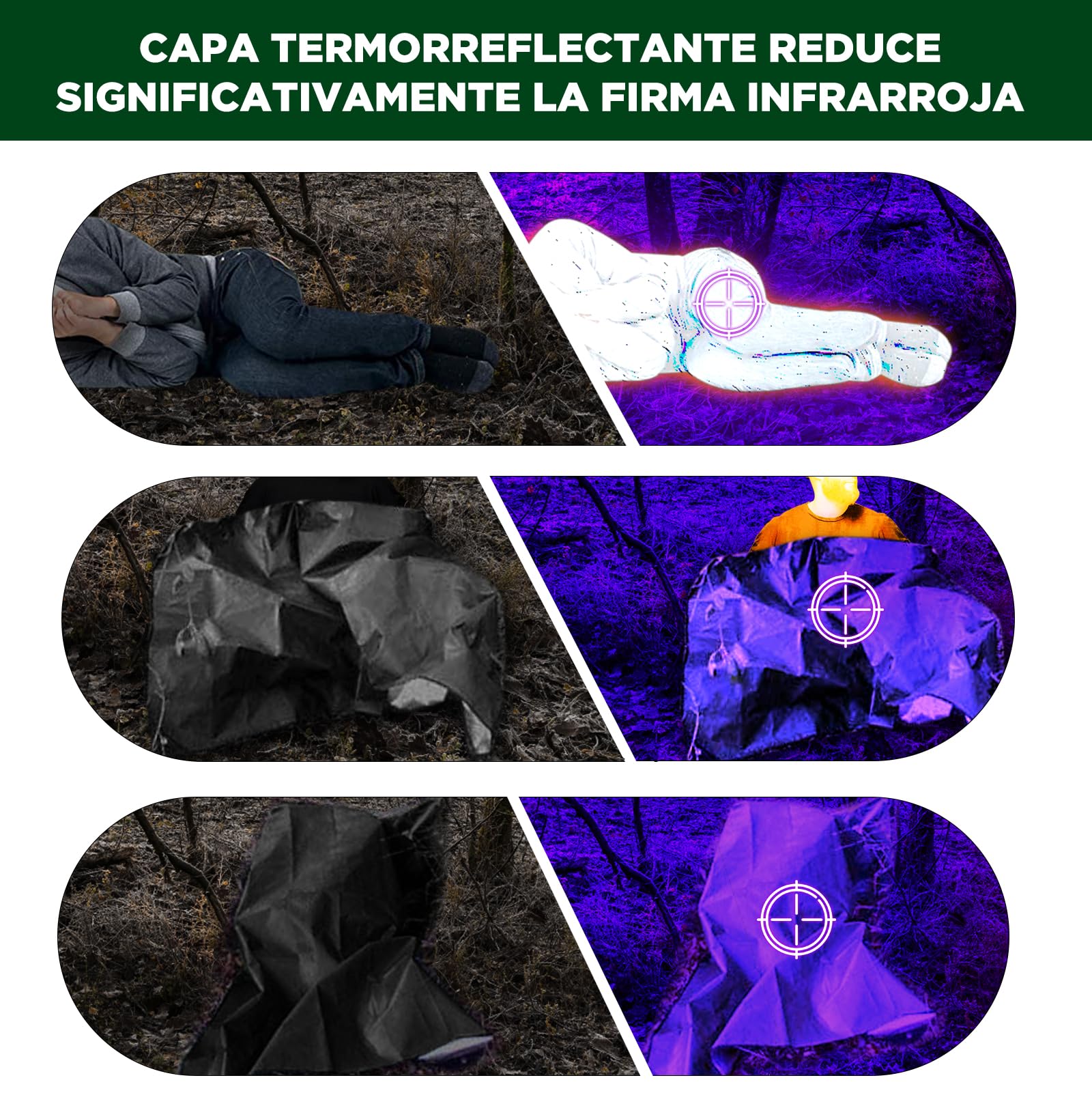 EASTSTORM Manta de Emergencia Pesada 7x5 pies, Bolsa Gruesa de Supervivencia Reutilizable, Lona Reflectante Impermeable Tres Capas para Acampar