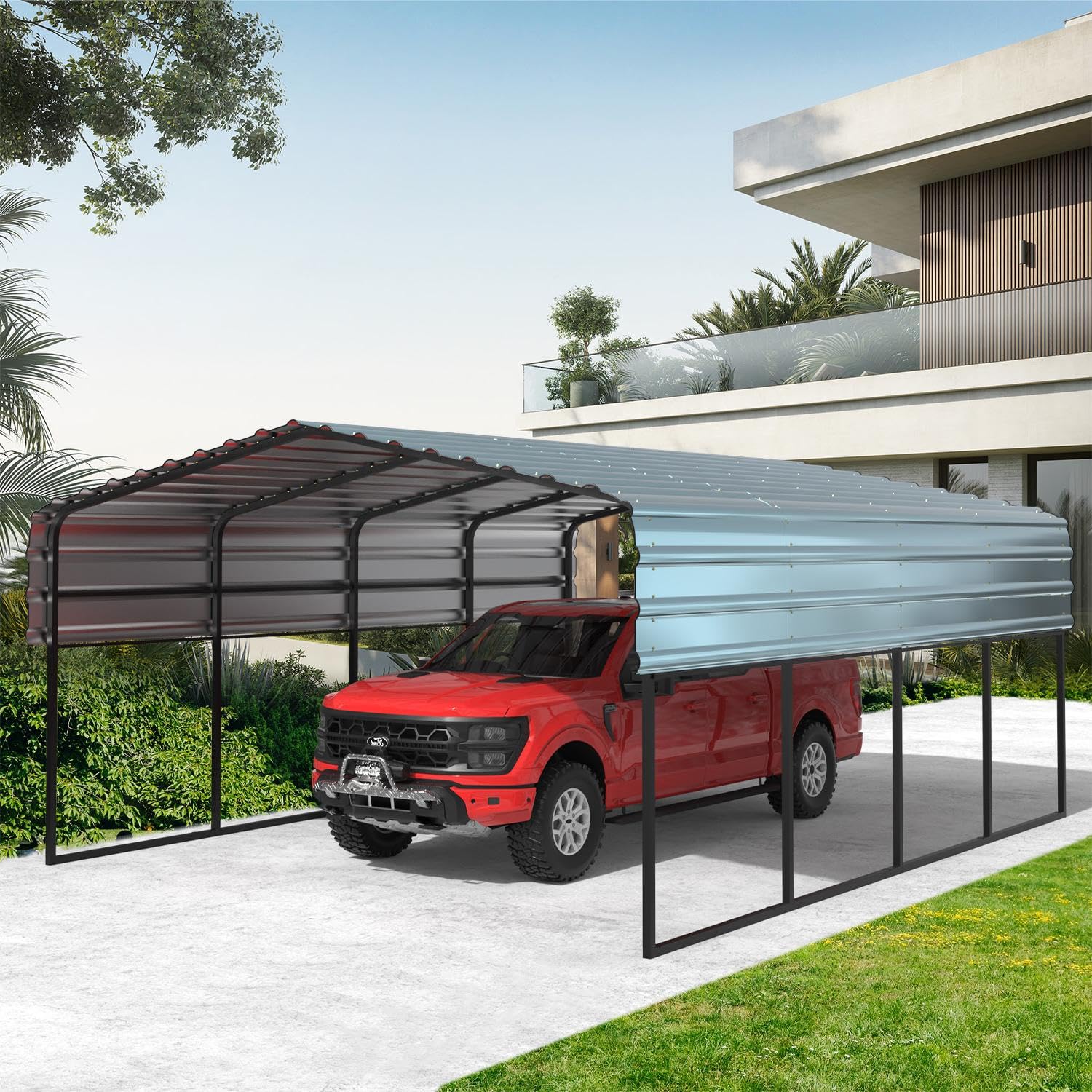 Buy EROMMY 12x20 FT Metal Carport, 12' x 20' x 8.6' Heavy Duty Carport ...