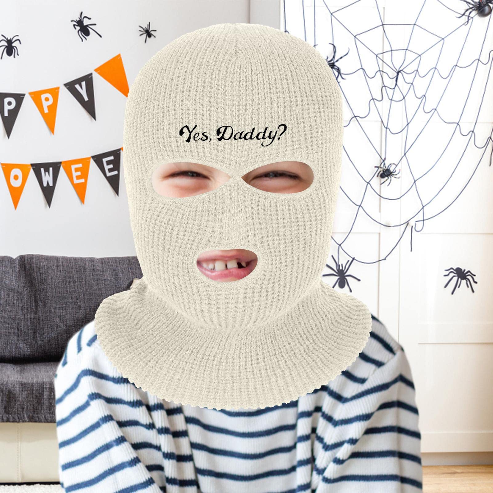 Couverture Intégrale Tricotée 3 Trous Broderie Logo Masque De Ski