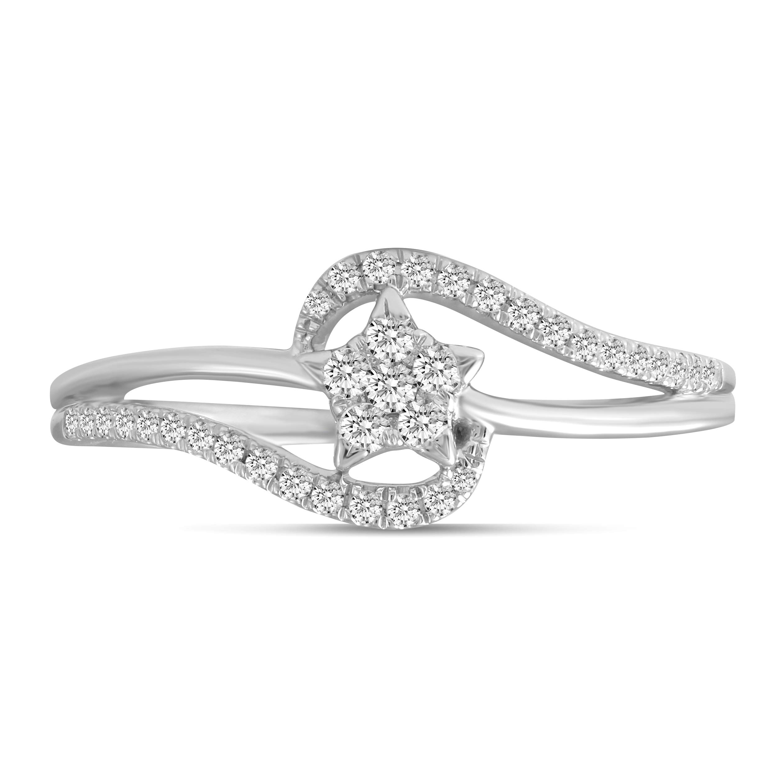 1/4 CTW Diamond Star Ring Set in Sterling Silver
