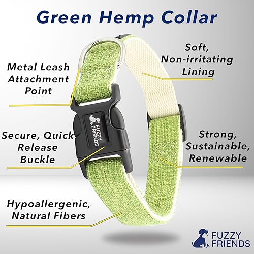 Miniatura 10 de Fuzzy Friends Collar de cáñamo rosa Collar hipoalergénico ideal para pieles sensibles o alergias 5 tamaños razas XS S M L o XL sin tintes agresivos