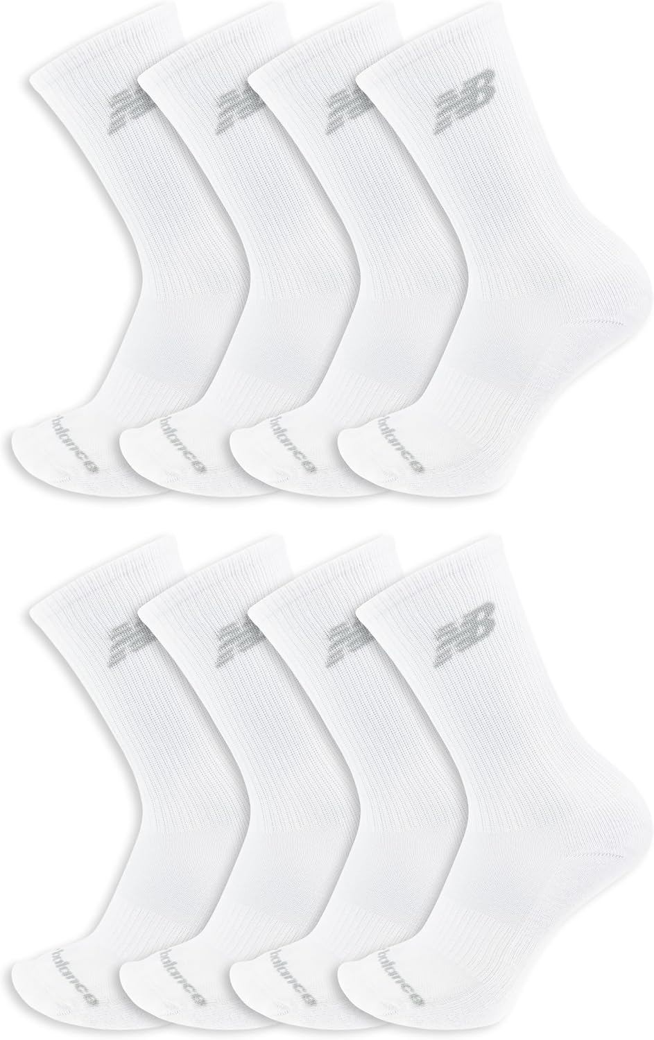 New Balance Kids' Performance Cushioned Crew Socks, 8 Pairs