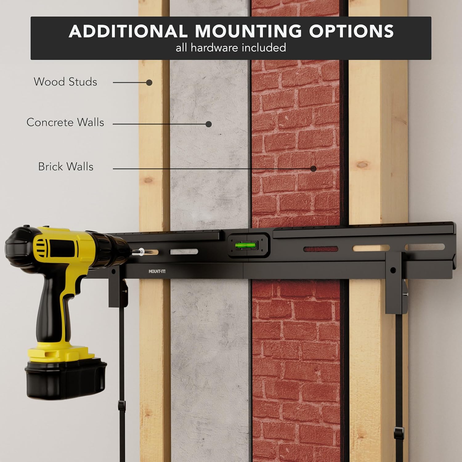 Mount-It! No Stud TV Wall Mount, Studless Drywall TV Bracket for 37–85 Inch Flat Screen TVs, No Drill Easy Install, Slim 1.1” Profile, Supports 110 lbs/132 lbs, VESA 200x200–600x600