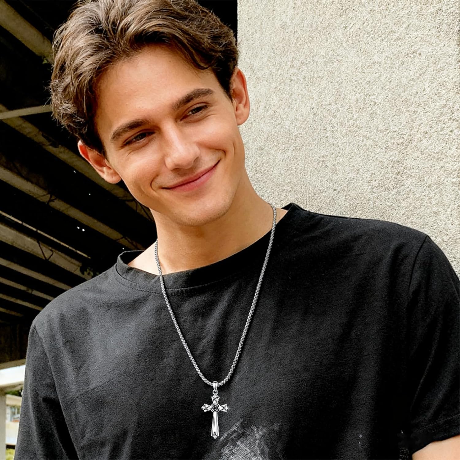 ROMANTICWORK Religious Cross Pendant Necklace 925 Sterling Silver Cross Pendant Jewelry Christian Gifts for Women Men - Image 5