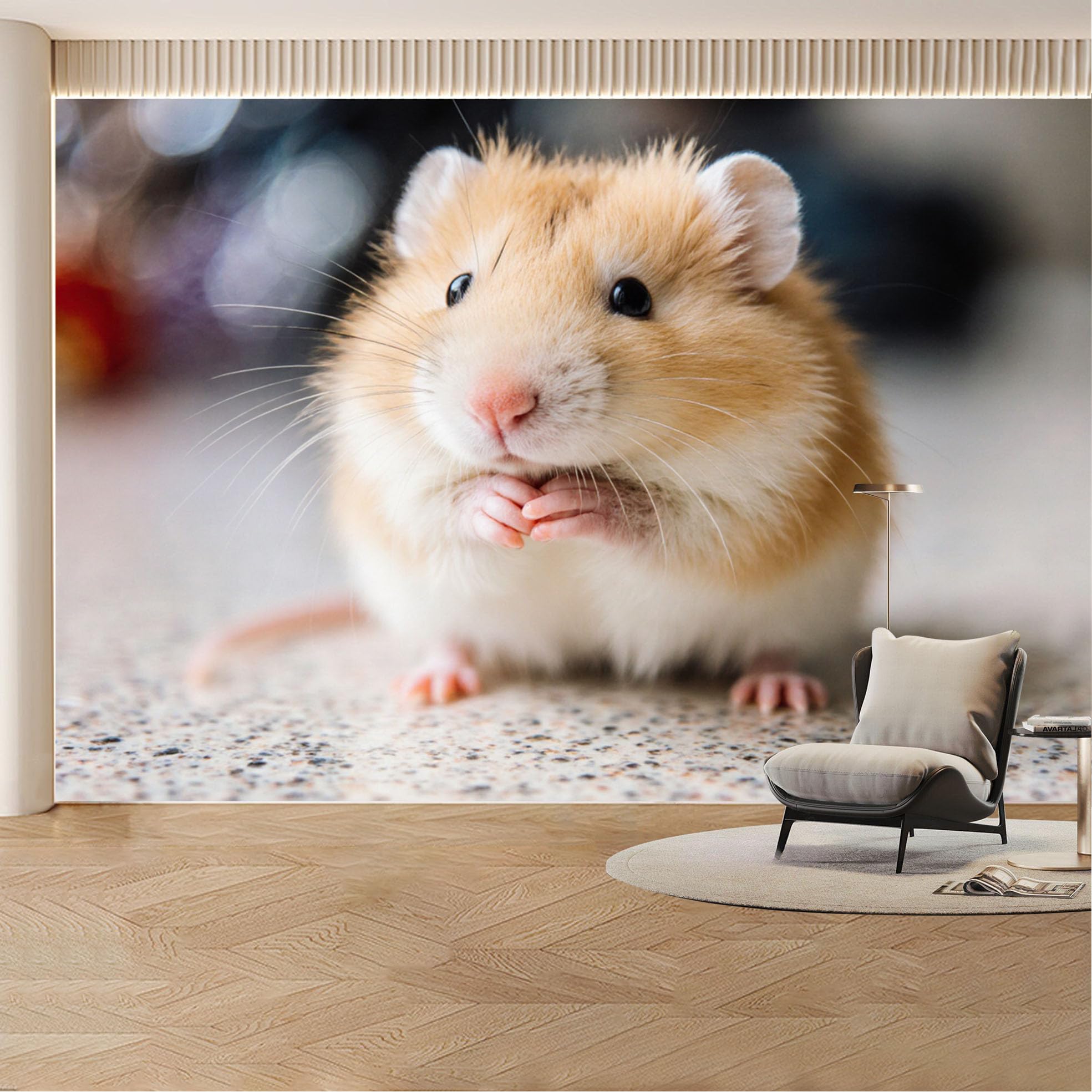 Custom Wall Mural Wallpaper Cute Hamster Animal Photography Removable SelfAdhesive Large Photo for Living Room， Bedroom， Office
