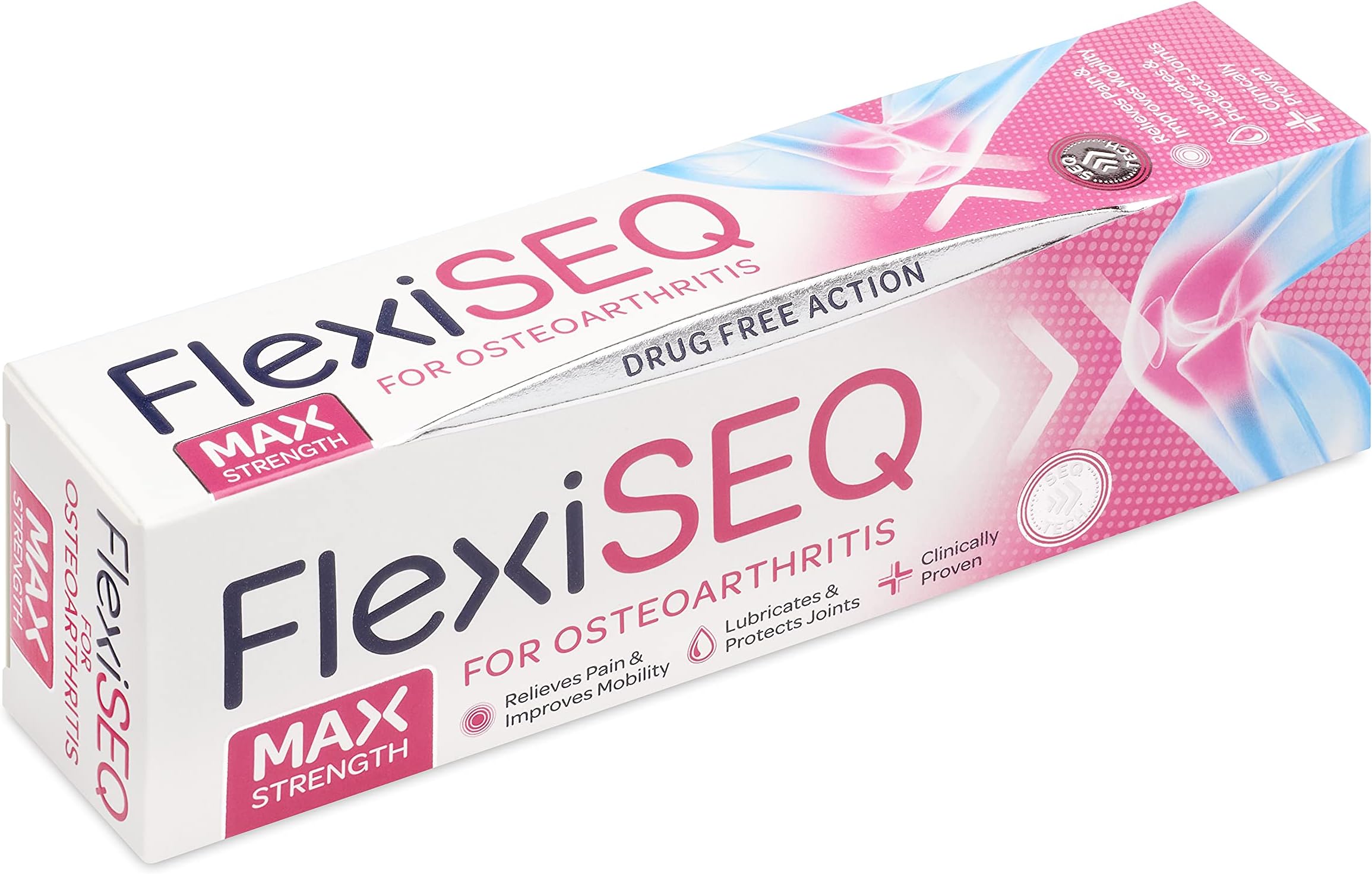 FlexiSEQ Max Strength 100g Gel, Topical Gel for Osteoarthritis | Drug Free | for All Synovial Joints Including Knees, Hands, Hips and Shoulders
