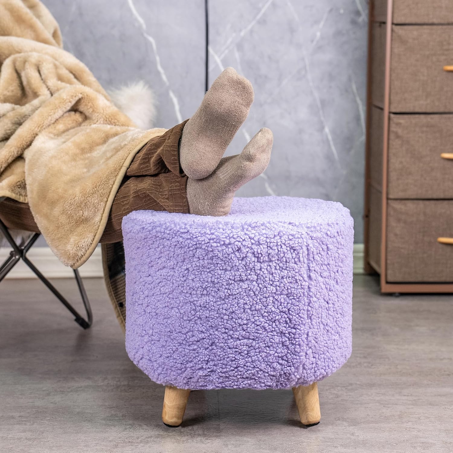 Amazon.com: xuperbonus Foot Stool Ottoman,Round Foot Rest,Footstool ...