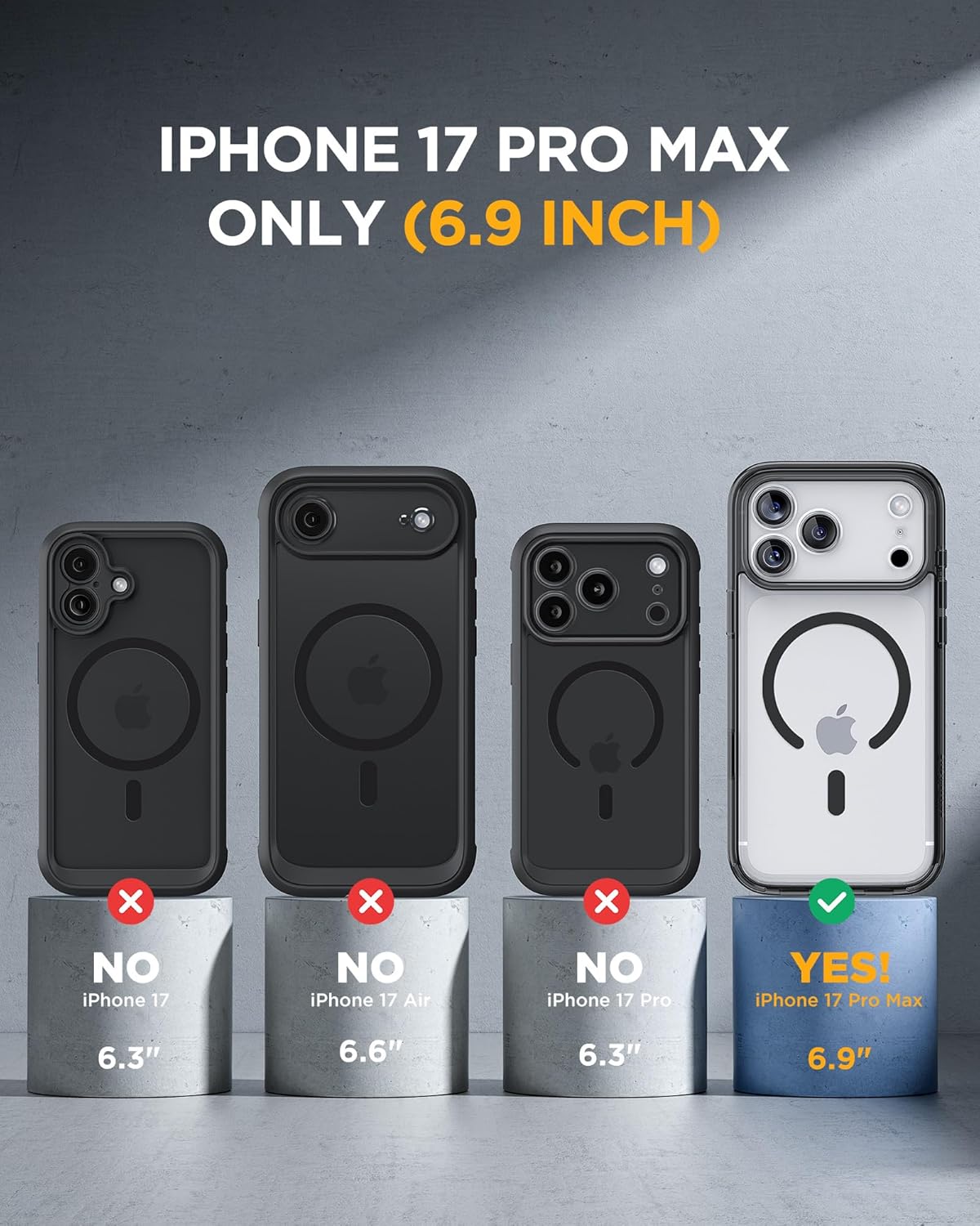 Miracase for iPhone 17 Pro Max Case 6.9" Full-Body Phone Case with Built-in Glass Screen Protector& Full Camera Protector,[Magnetic with MagSafe] Drop Proof 17 ProMax Cover, Clear Black