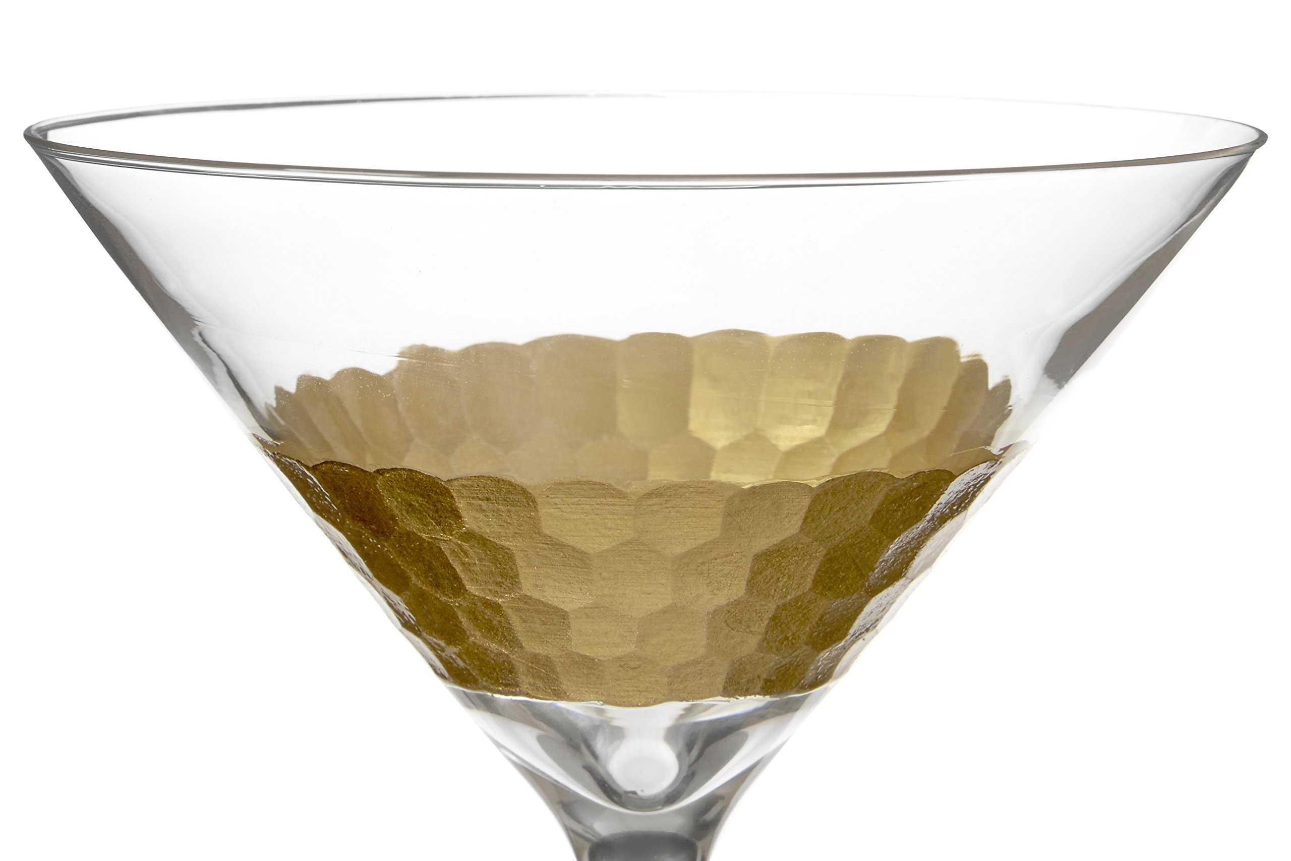 Premier Housewares Astrid Cocktail Glasses, Gold, 14 x 14 x 19 cm, Set of 2 - Image 2