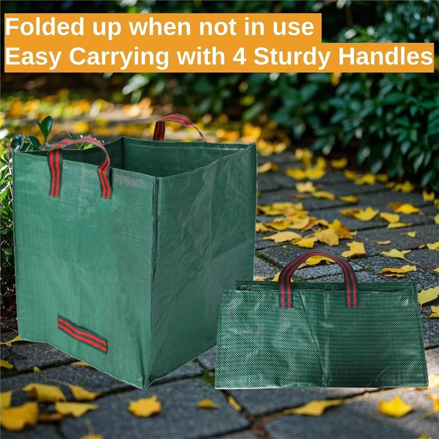 1PcsReusable Garden Bag With Reinforced Handle - Portable Foldable Lawn Suitable For Home, And Yard Cleaning