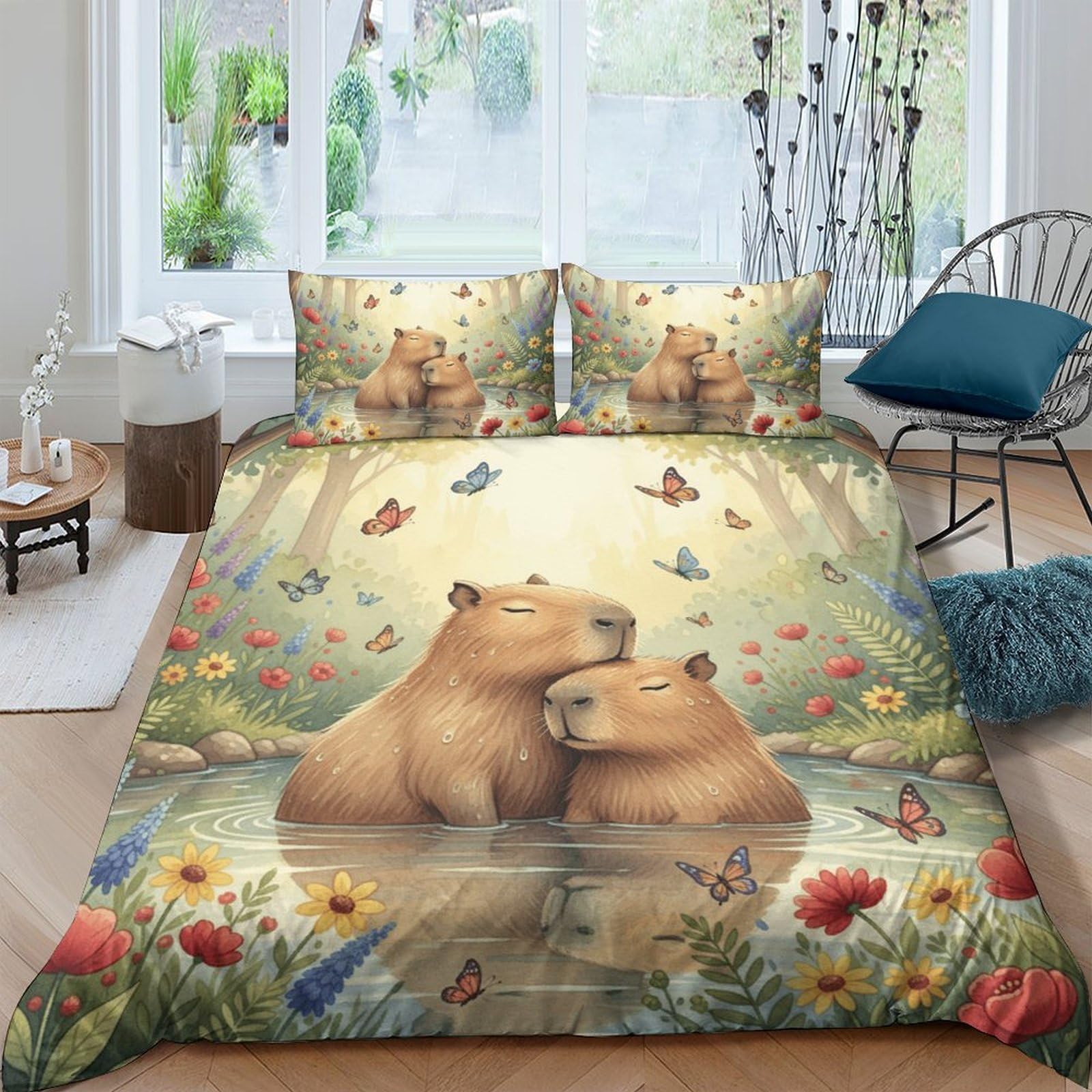 Ctjqhvkz Style-7 3D Printed Bear Forest Fitted Sheet Microfiber Cozy Floral Bed Cover For Bedroom Guest Room Decor Protection Single（135X200cm）