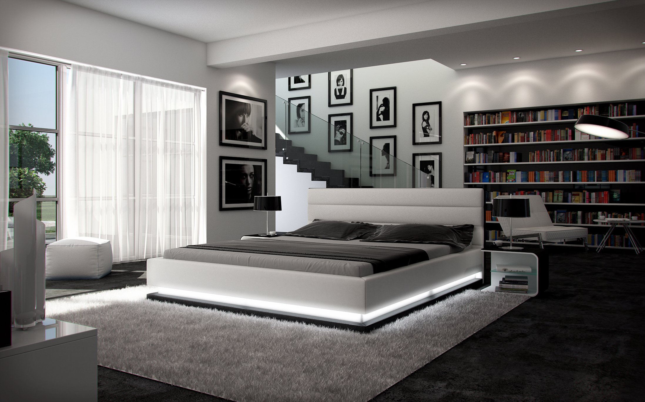 Sofa Dreams - Divano letto ad acqua, 180 x 200 cm, luce della luna bianca con illuminazione a base d'acqua, doppio montaggio facile per letto matrimoniale e misure disponibili in altre misure in pelle artificiale letto di design
