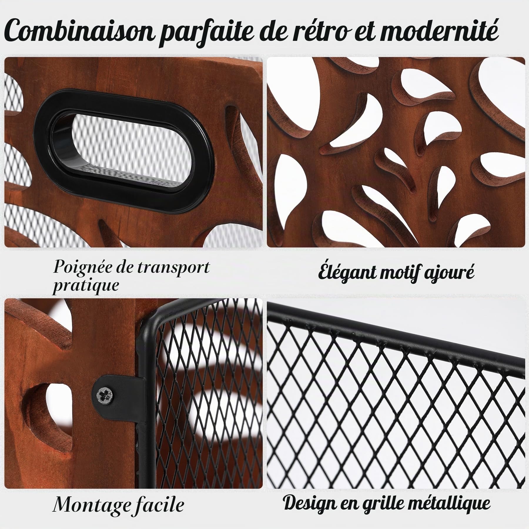 Support de rangement vintage en bois pour disques vinyles - Pour 70 disques vinyles