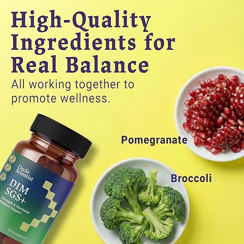Vista 5 de DIM SGS+ Suplemento de 150 mg para mujeres y hombres - Apoya niveles hormonales saludables, estrógeno, metabolismo, desintoxicación - Semilla