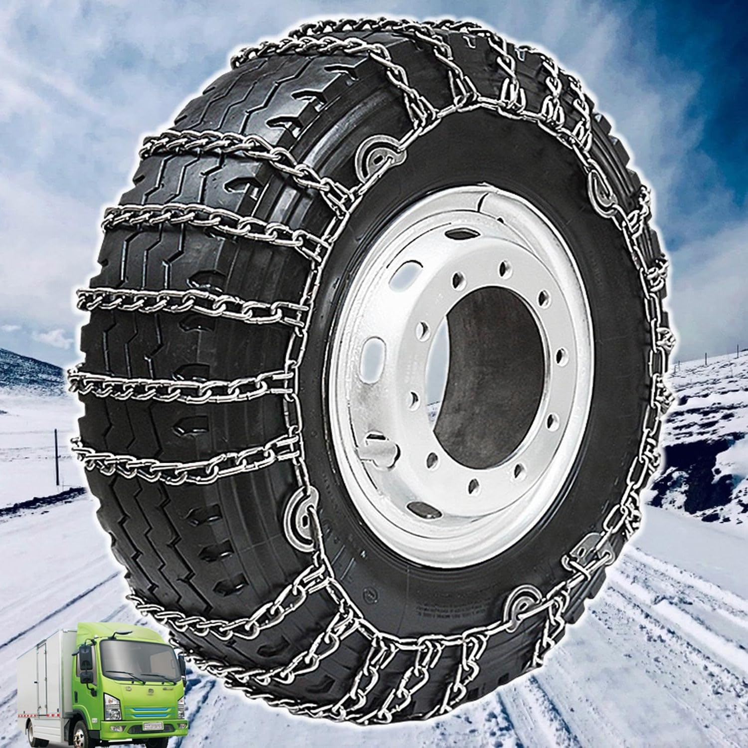 Tire Traction-2pcs Snow Chains for Semi Trucks Snow Chains for Tires Universal Metal Tire Chains for SUV Trucks Pickup Trucks Semi Trucks Van Trucks ATV Light Truck Heavy goods vehicles 215/75R17.5