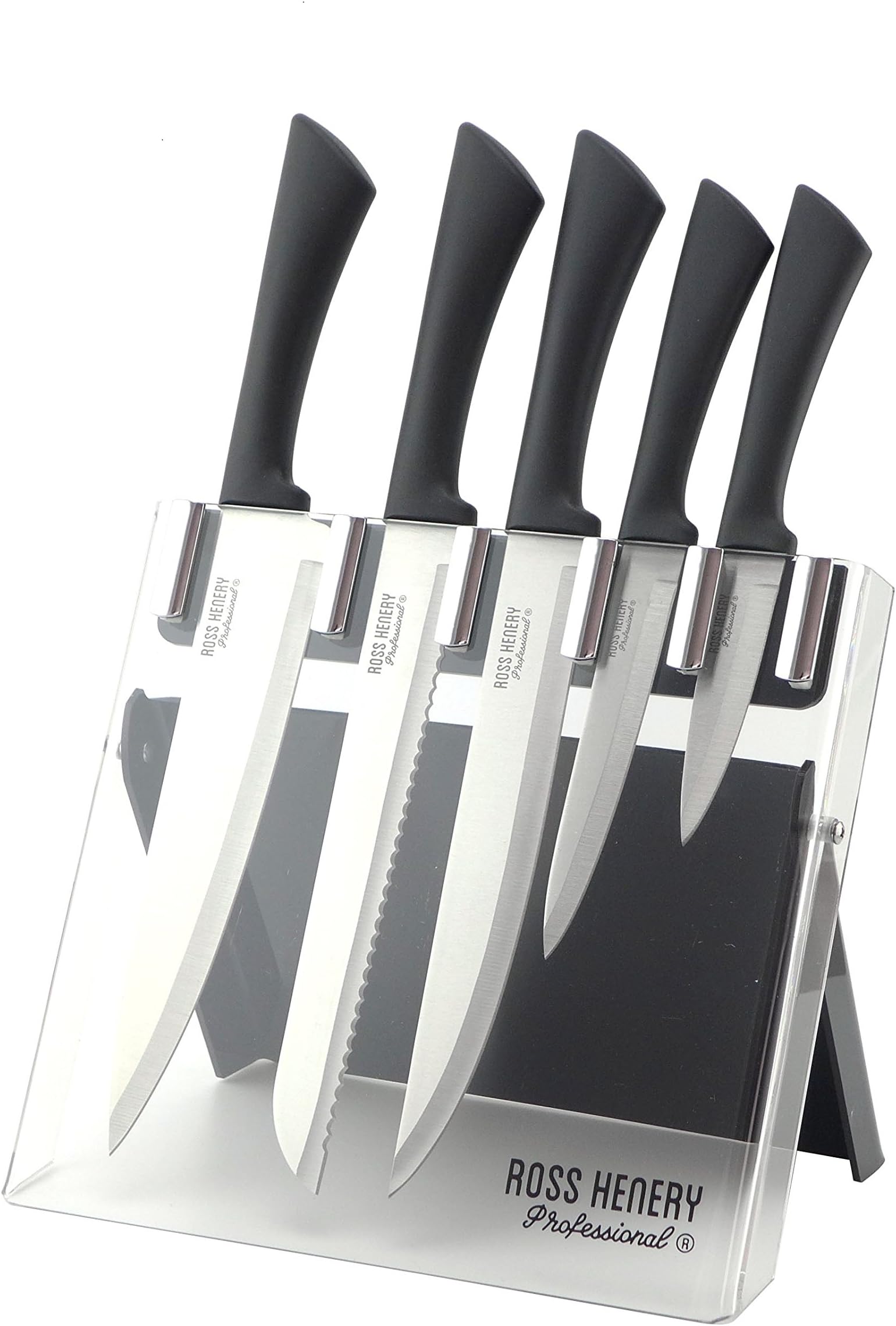 Kitchen Knife sets with Choice of Block and style (5 Piece Silver Blades)
