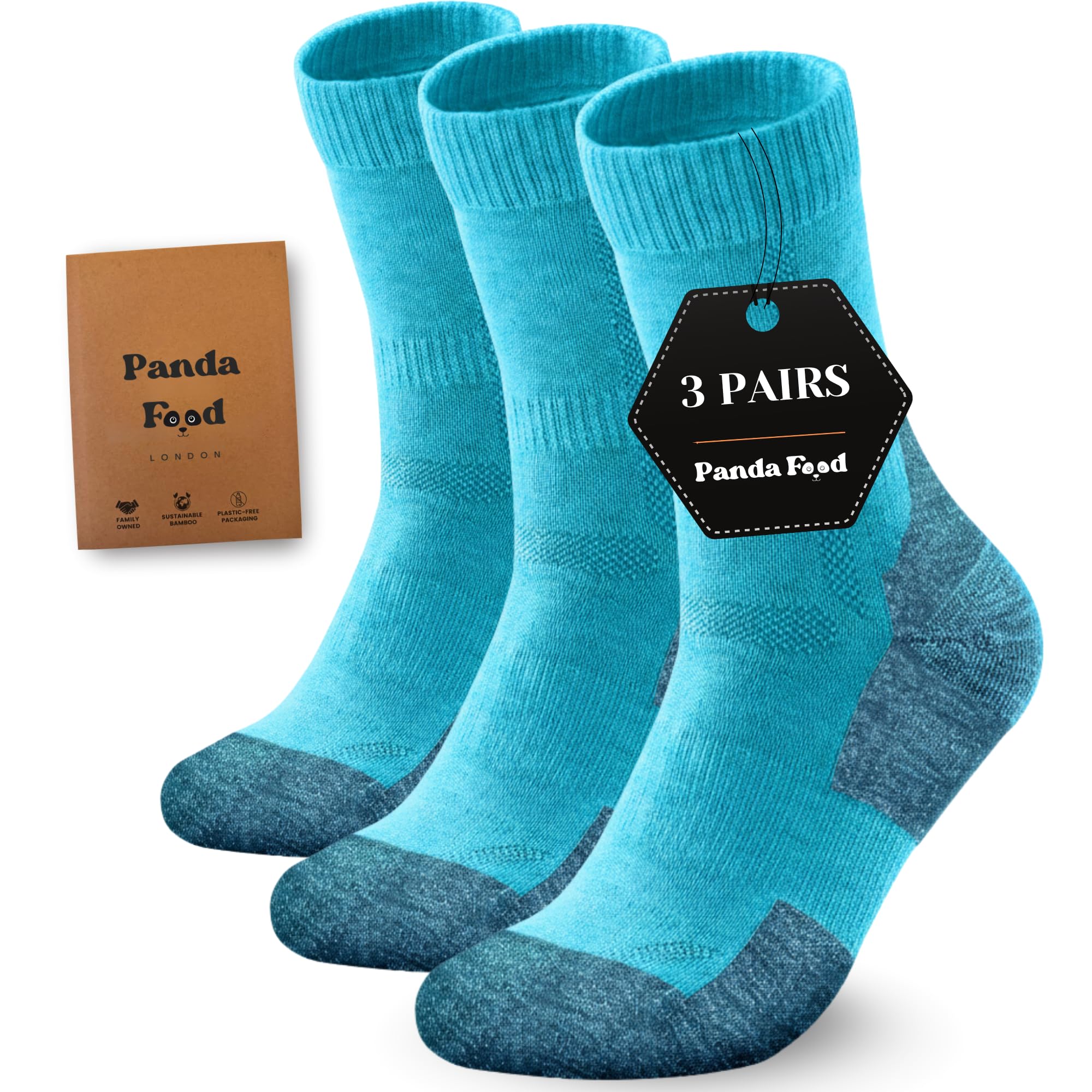 Lot de 3 paires de chaussettes de marche en bambou de qualité supérieure - Anti-ampoules - Chaudes et respirantes - Pour le travail ou la randonnée - Unisexe - Pour homme et femme
