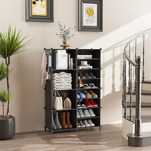 Miniatura 2 de AWTATOS Organizador de armario, organizador de armario de 8 cubos, estantes de almacenamiento de armario, organizadores de almacenamiento de ropa