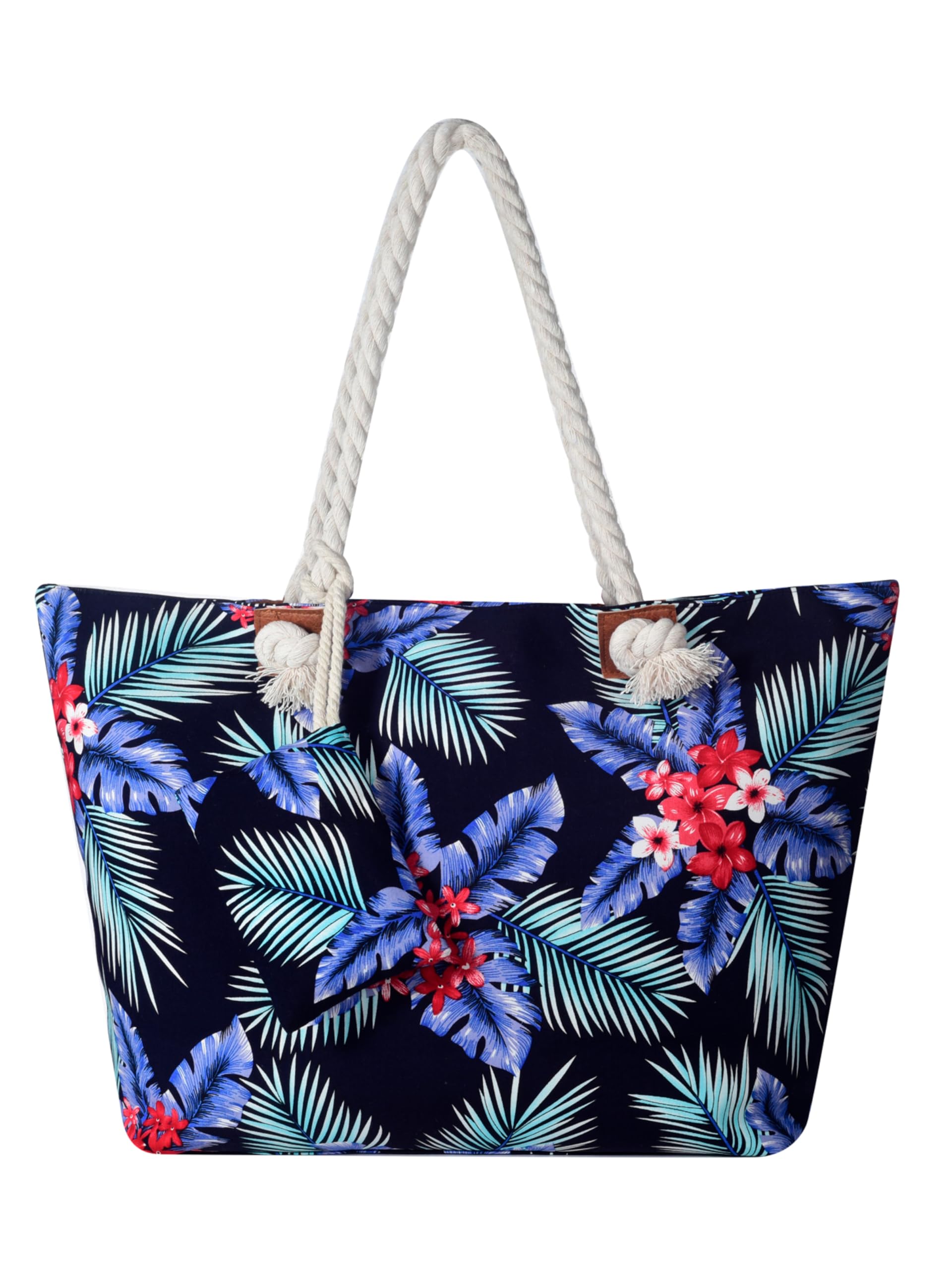 DonDon Strandtasche XXL mit Reißverschluss - Umhängetasche Damen, Shopper Tasche Damen im Beach Look mit Schulterriemen - Urlaub Must Haves Beach bag