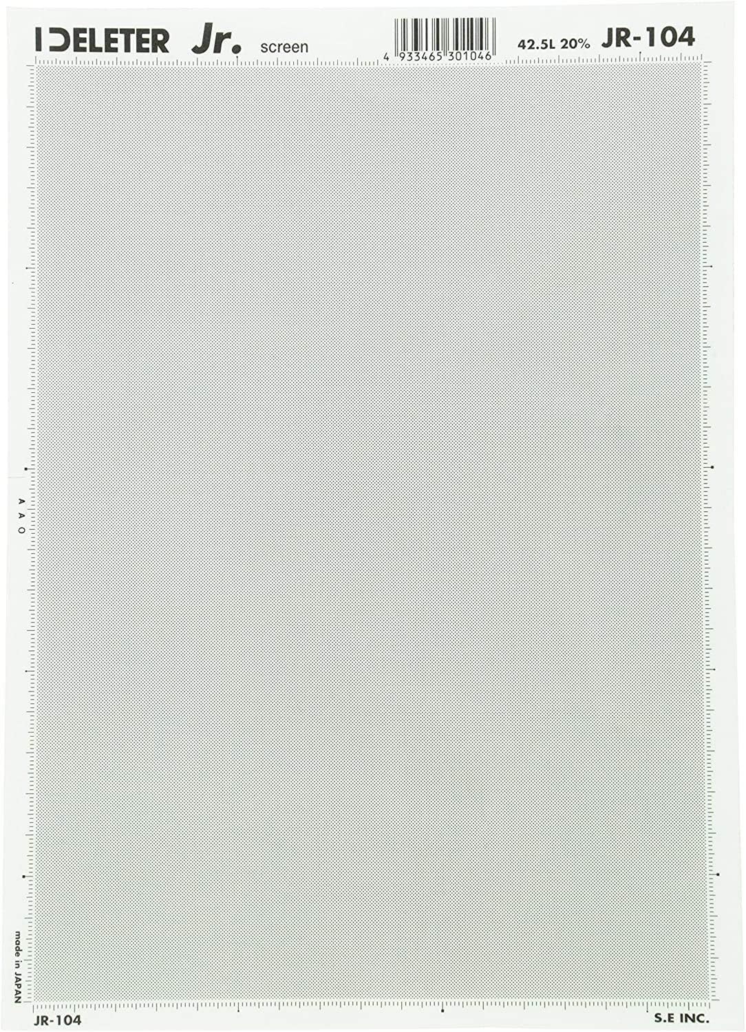 Screen Tone Jr JR-104 [Dot Pattern 42.5L/10%][Sheet Size 182x253mm (7.16"x9.96")] for Comic Manga Illustration Graphic Screentone