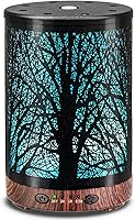 JOYOLO 120ML Metal Essential Oil Diffuser with Timer, Cool Mist Humidifier, Auto Shut-Off & 7 Color Lights - Tree Design for Home Office Spa
