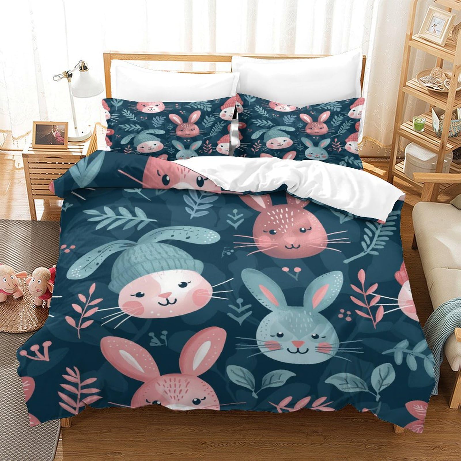 Parure de lit lapin microfibre super douce pour éviter la transpiration nocturne des enfants