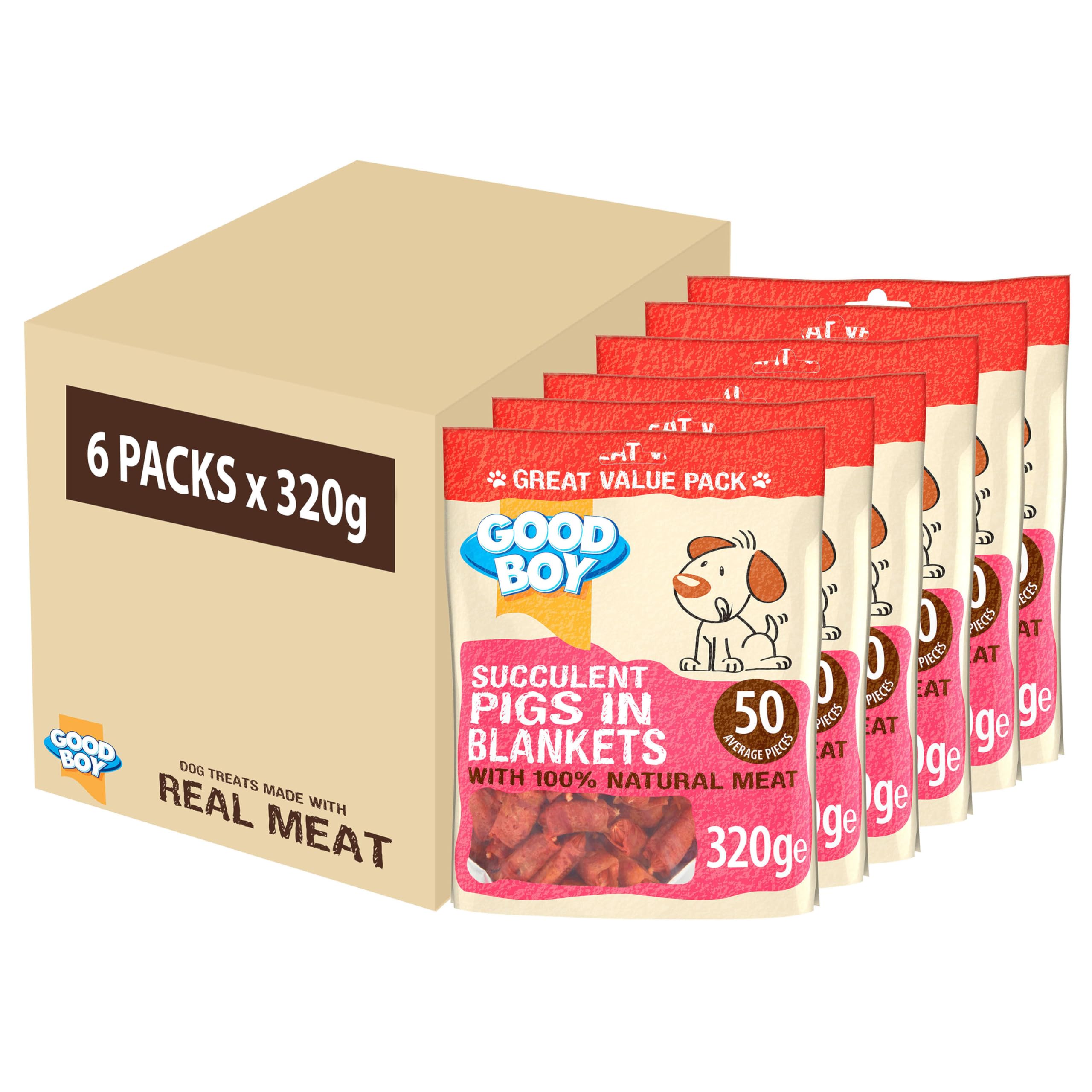 Good Boy Pigs in Blankets - Natural Dog Treats - Wheat Free Recipe - Bulk Box - 6 x 320g, 1 count (Pack of 6)