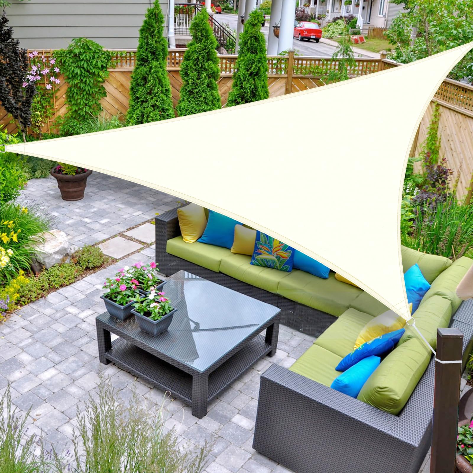 AXT SHADE Toldo Vela de Sombra Impermeable Triangular 2,5x2,5x2,5m Protección Rayos UV para Exterior Terraza Patio Jard…