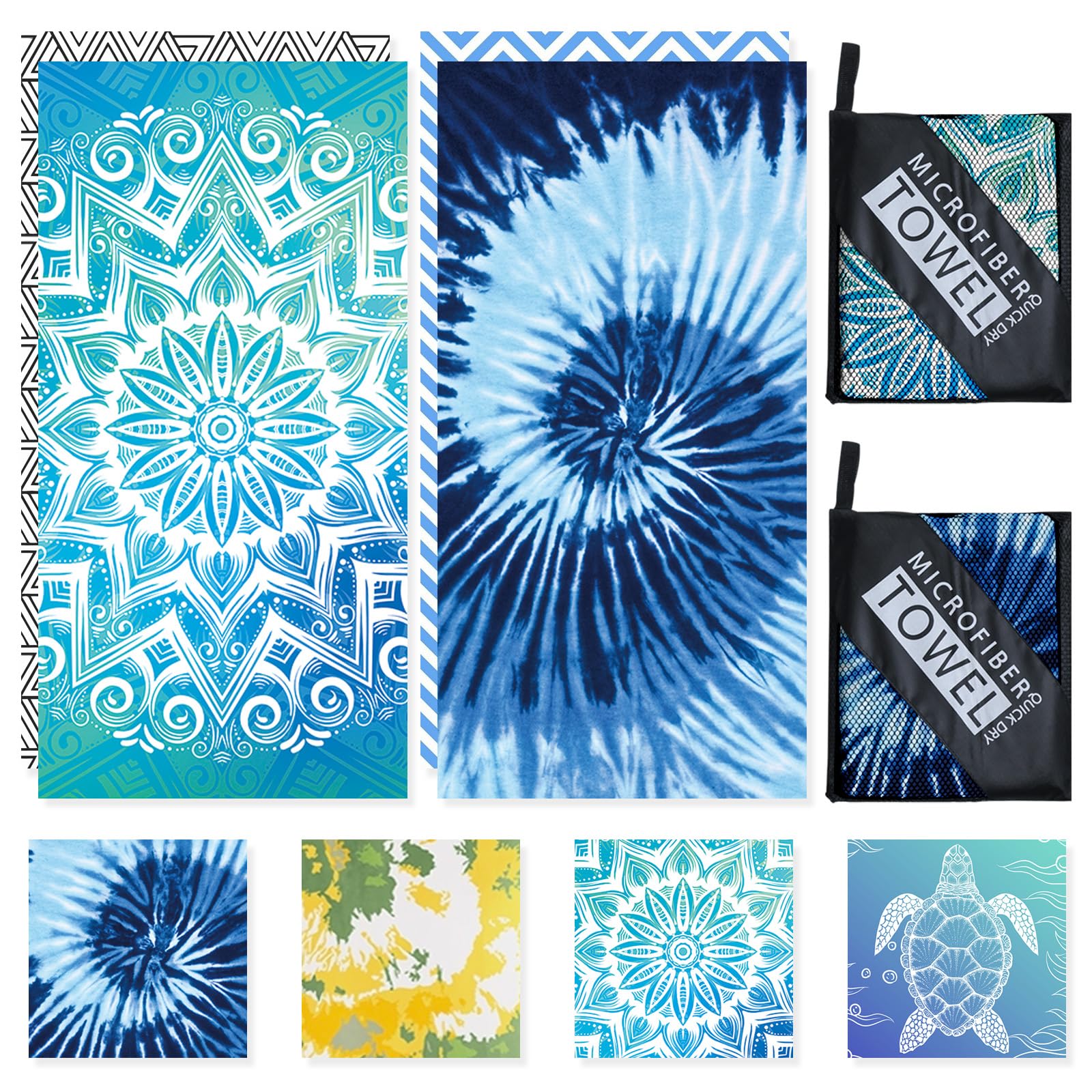 Startseite Microfibre Beach Towels for Adults, 2 Pack 180x100cm Lightweight Beach Towel Extra Large