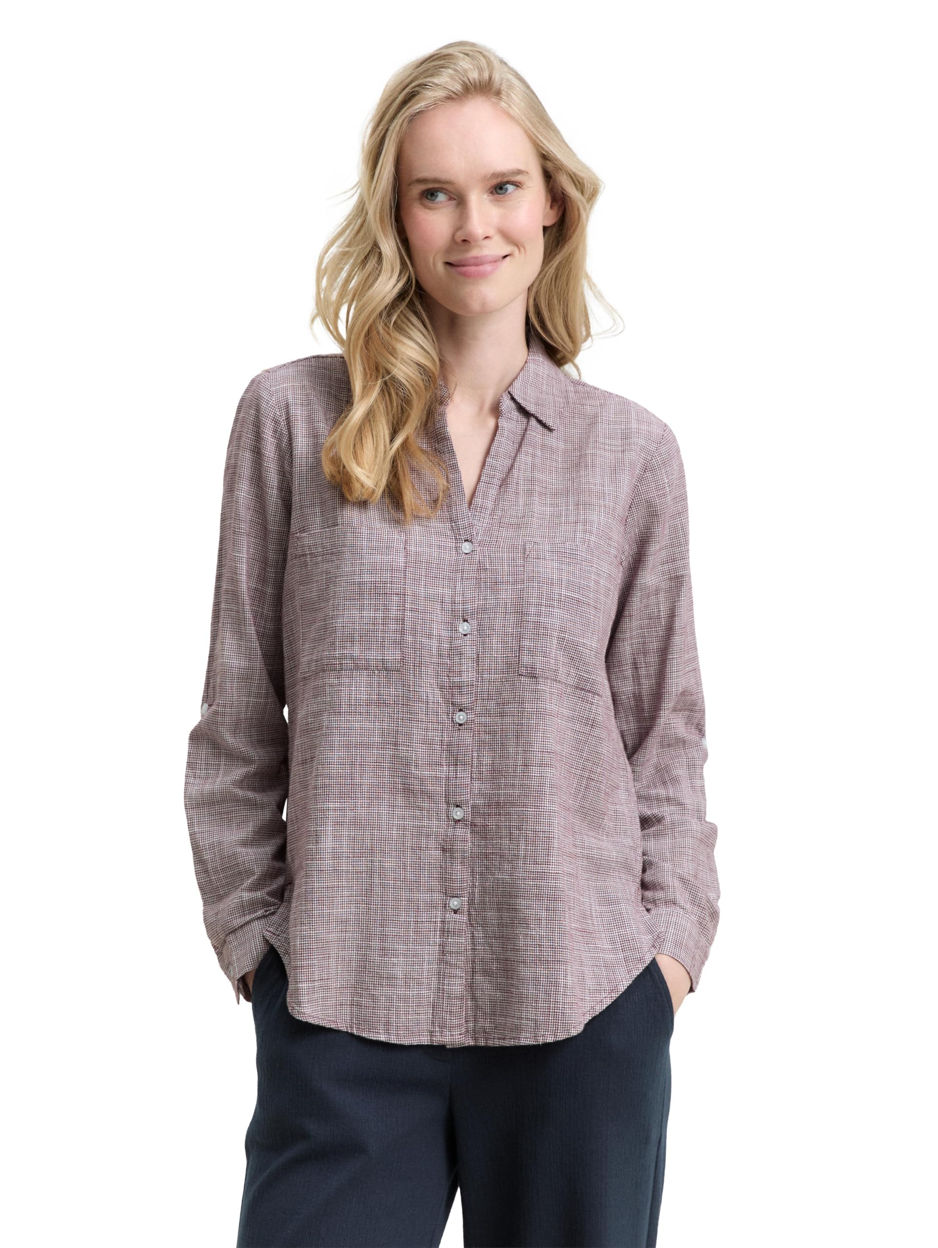 Tom Tailor Damen Bluse mit Brusttaschen aus Baumwolle