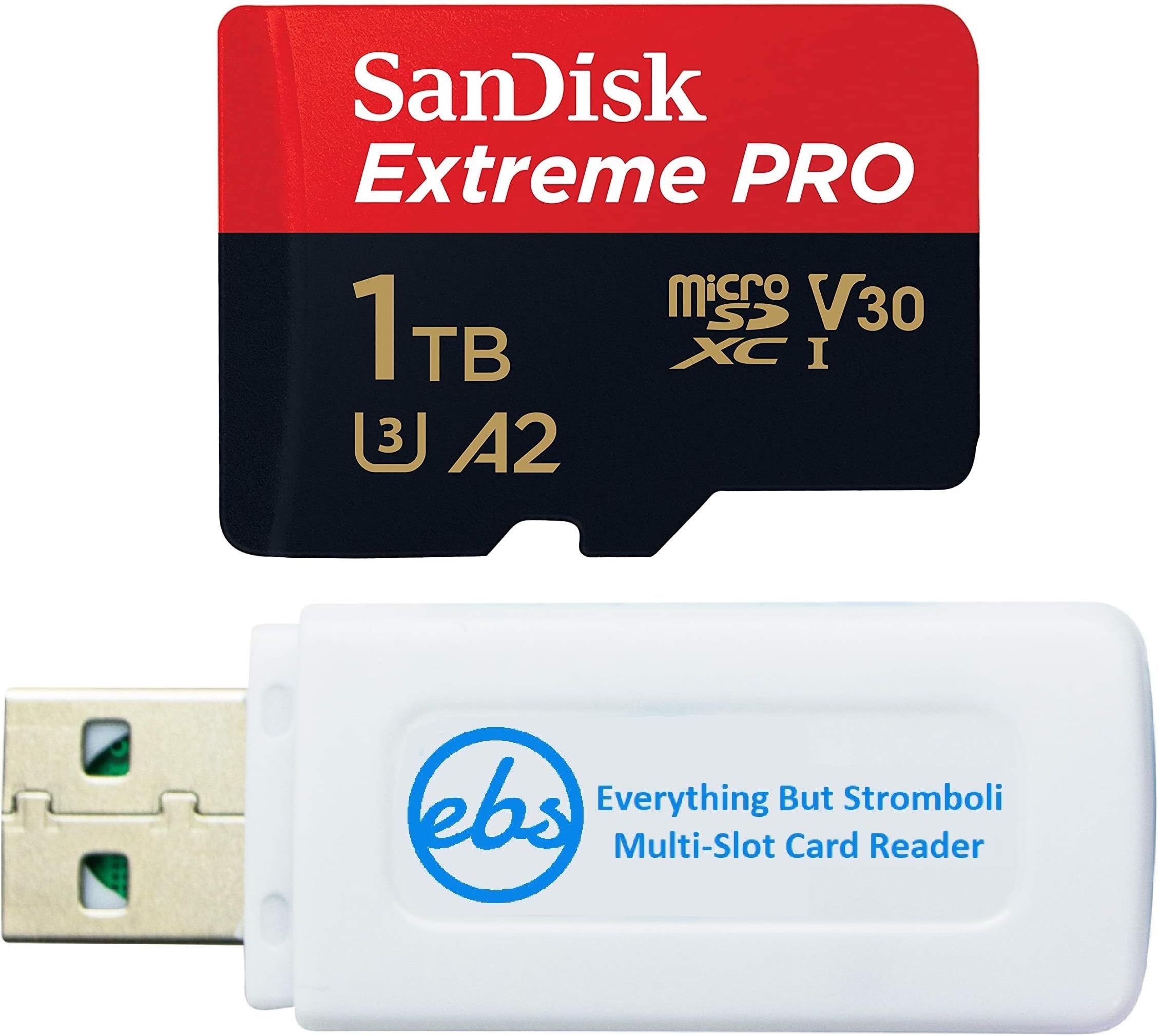 SanDisk 1TB Extreme Pro MicroSD Memory Card with Adapter Works with GoPro Hero 9, Hero 8, Max 360 - U3 V30 4K A2 Class 10 (SDSQXCZ-1T00-GN6MA) Bundle with 1 Micro Card Reader
