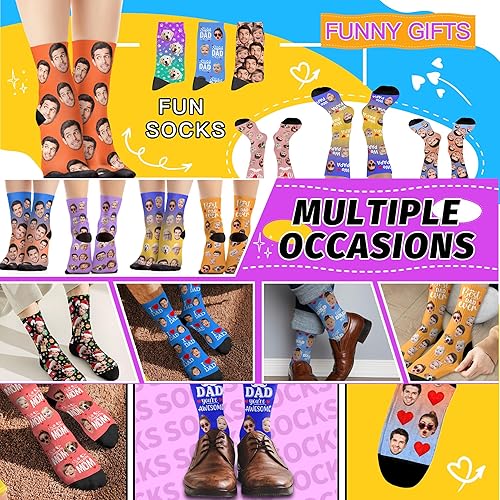 Miniatura 4 de Artsadd Calcetines personalizados Divertidos calcetines personalizados con imagen Regalos para hombres, papá, Día del Padre, cumpleaños