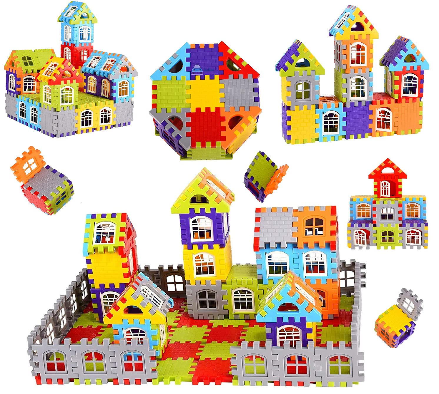 RUTV Multi Colored Mega Jumbo Happy Home House Building Blocks with Attractive Windows and Smooth Rounded Edges - Building Blocks Toys and Games for Kids - Blocks Game (B09BFM77X6) Amazon Price History, Amazon Price Tracker