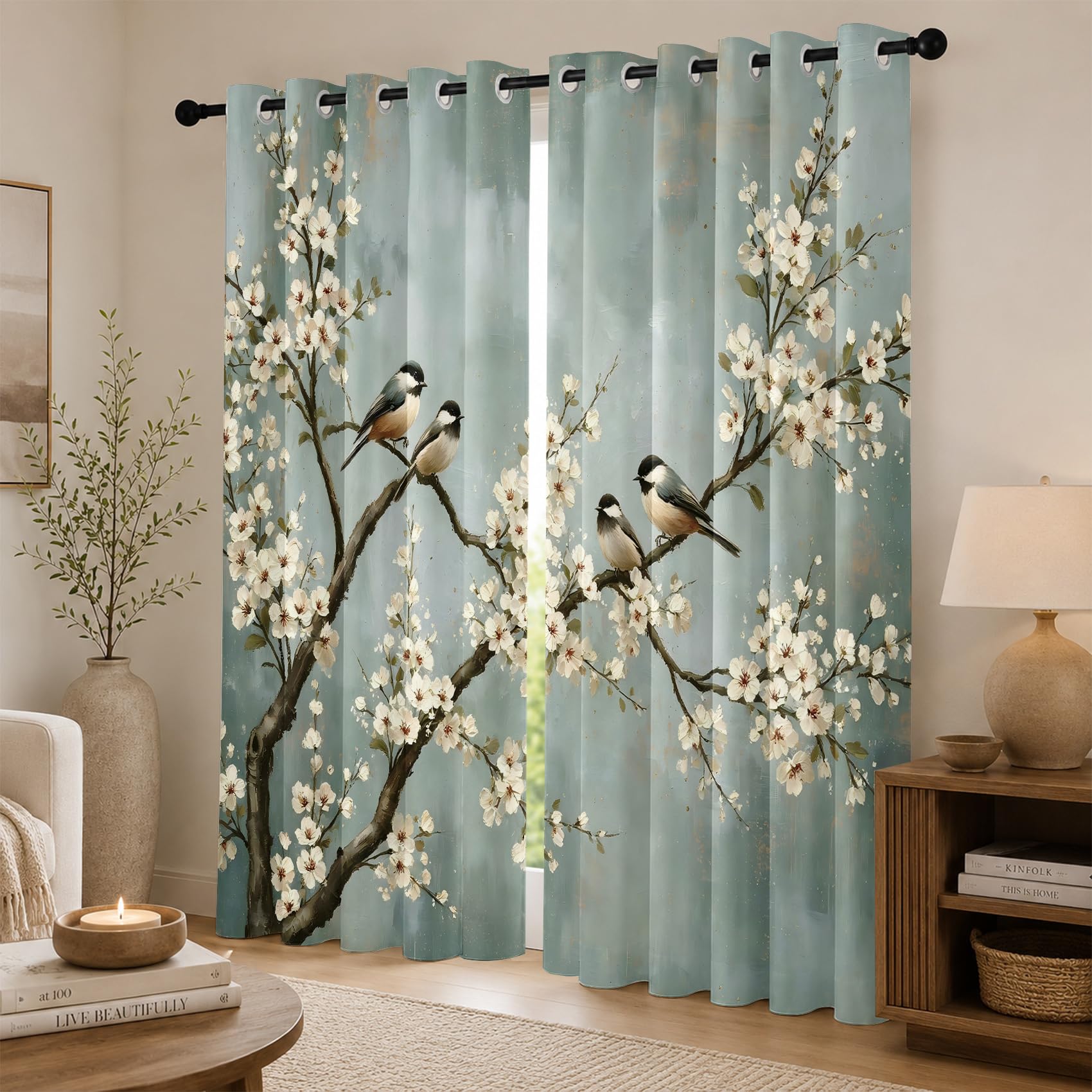 Generisch Rustikale Blumen Vogel Verdunkelungsvorhänge Schlafzimmer 2er Set