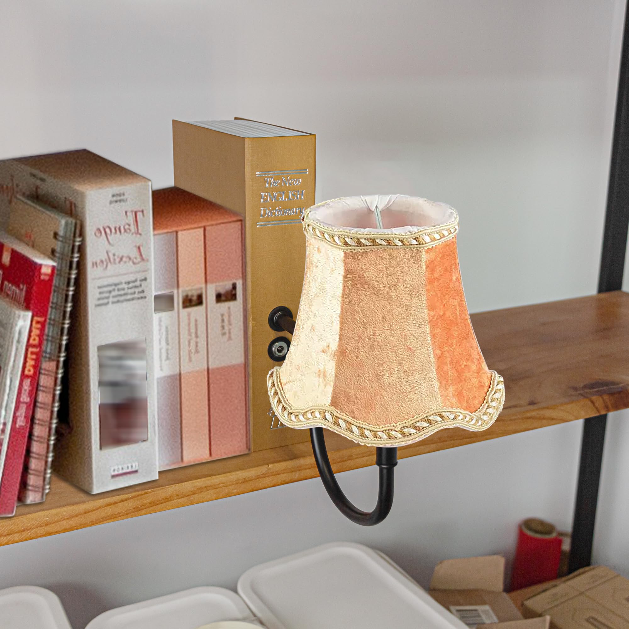 LED Buchlampe mit Fernbedienung, Vintage Dimmbar Nachttischlampe mit Stoffschirm 1xE27-Fassung, Wiederaufladbare Tischlampe Zeitschaltuhr für Nachttisch Beistelltisch -DZ0332/8