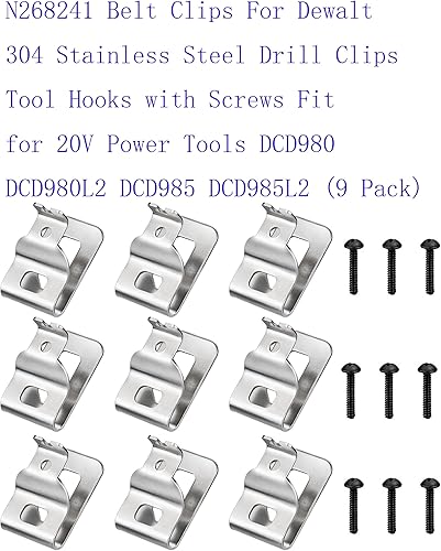 Miniatura 2 de N268241 Clips para cinturón Dewalt 304 Pinzas de taladro de acero inoxidable Ganchos de herramientas con tornillos para herramientas eléctricas de
