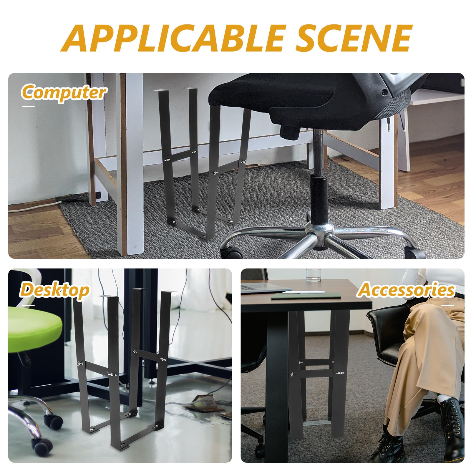 ULTECHNOVO Soporte Ajustable y Resistente de Acero al Carbono Negro para Montaje Debajo del Escritorio en Oficina o Espacio de Trabajo