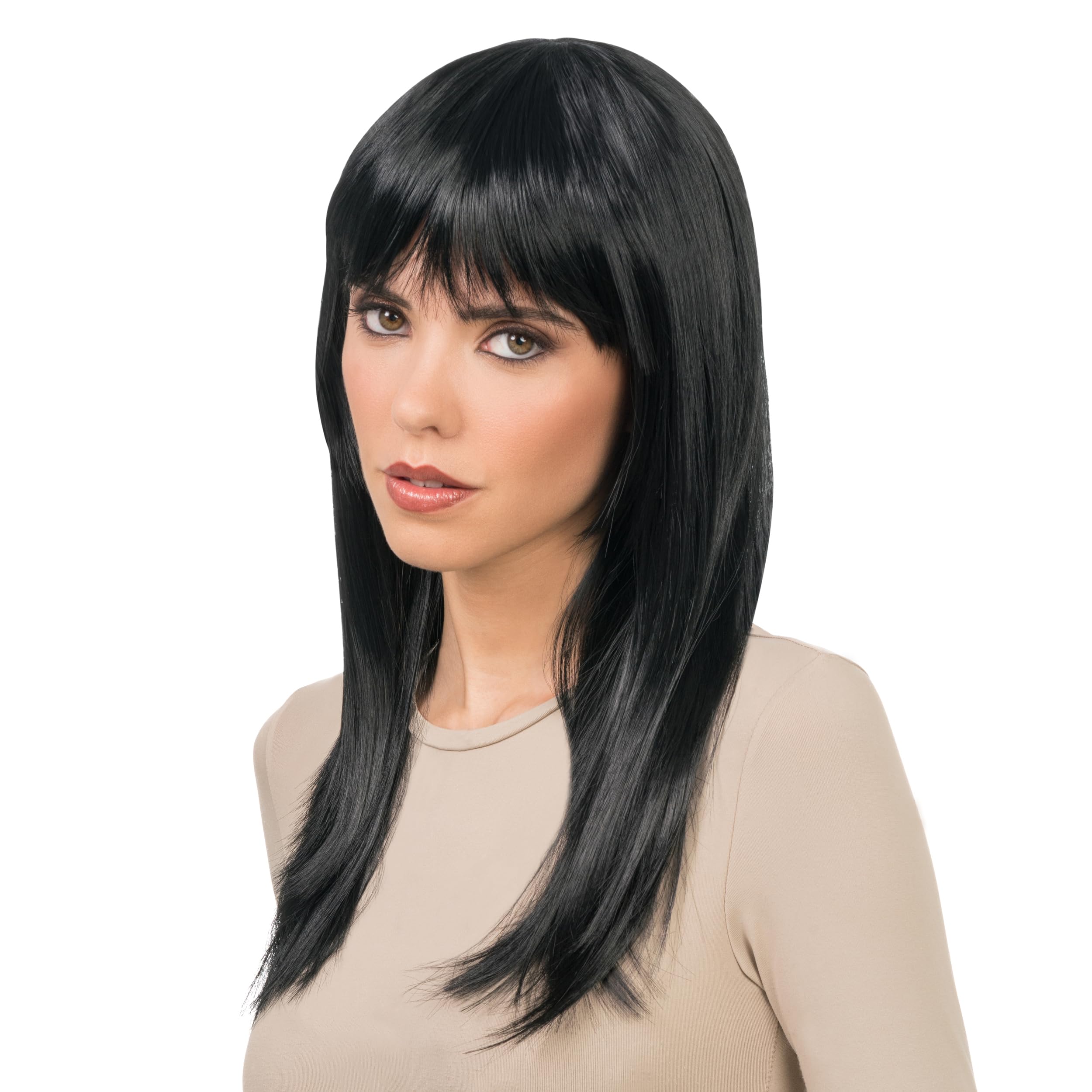 Chaks - Fringed Wig 58 cm Long Straight Synthetic Hair for Women Cosplay Carnival Festival
