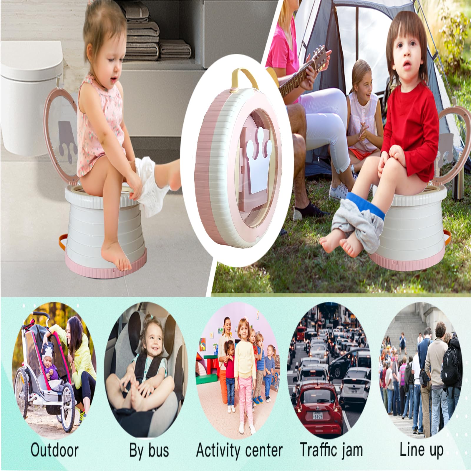 SunnySmile Orinal de viaje, orinal de viaje para niños, orinal portátil para niños pequeños, orinal de viaje plegable, inodoro plegable de viaje para niños, se aplica al inodoro de emergencia para