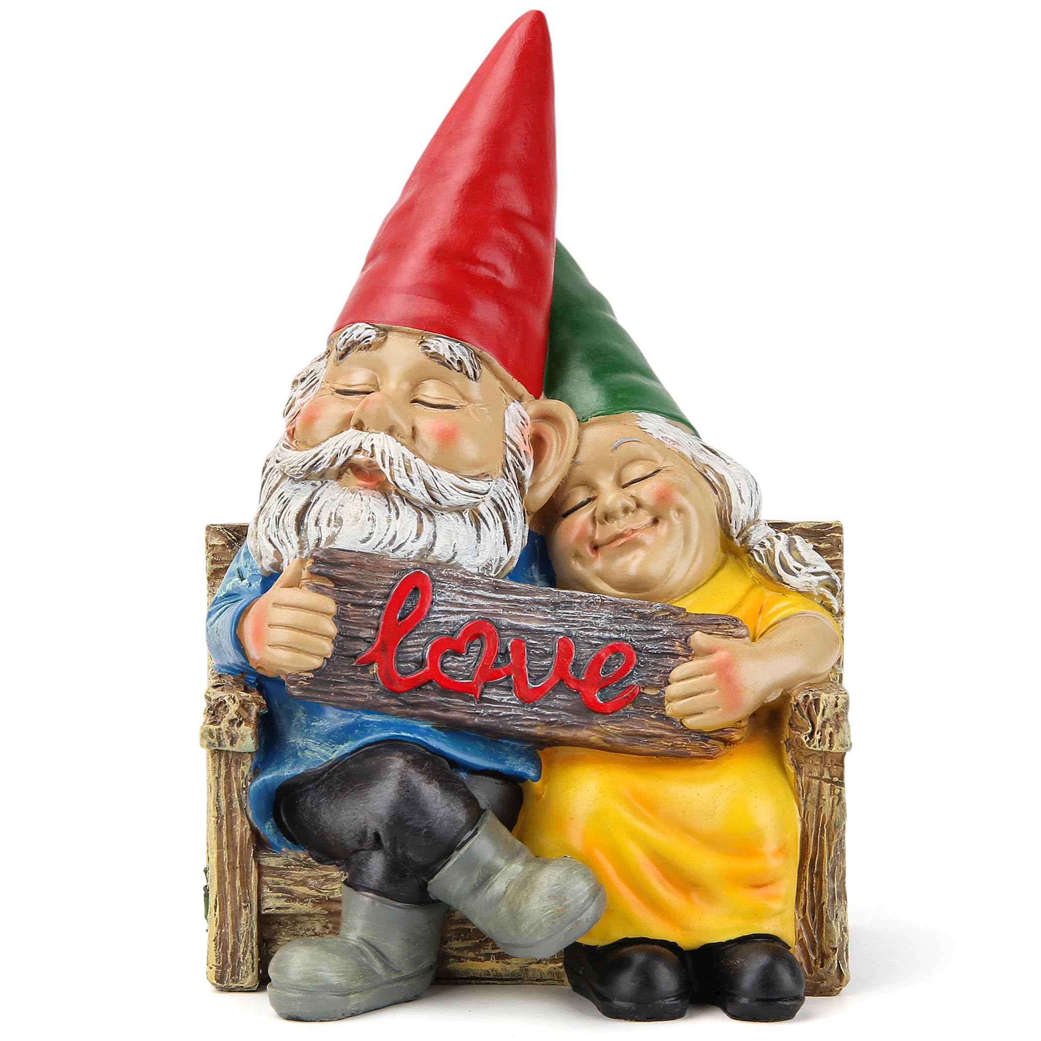 Nain de Jardin Extérieur Rigolo - Couple Amoureux sur Banc, Statue Décorative Résistante aux Intempéries, Décoration de Jardin Originale pour Balcon et Terrasse, Cadeau de Mariage et Anniversaire