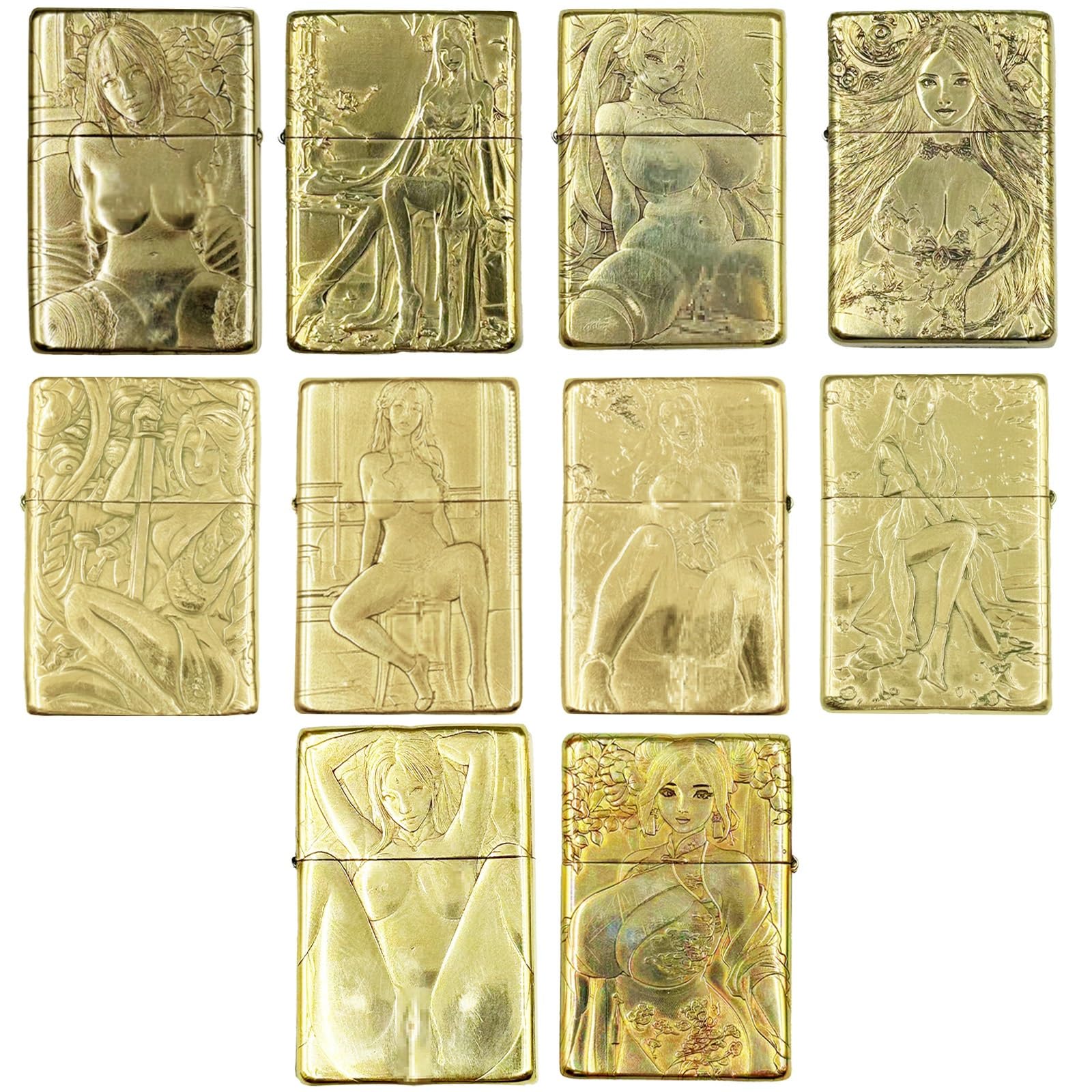 Hand-Embossed Lighter Vintage Windbreaker Windproof Old-Fashioned Grinding Wheel flip lighters Suitable for Gift Collection Fuel not Included 10pc1