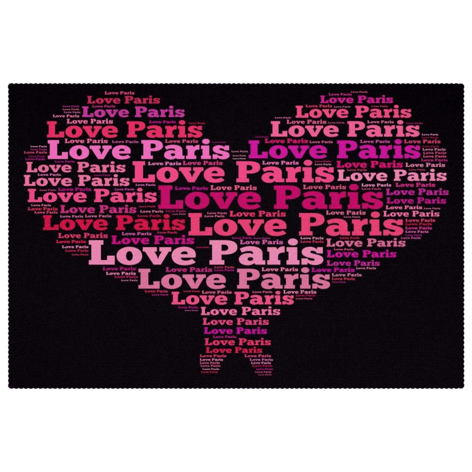 Sets de table antidérapants et résistants à la chaleur Love Paris