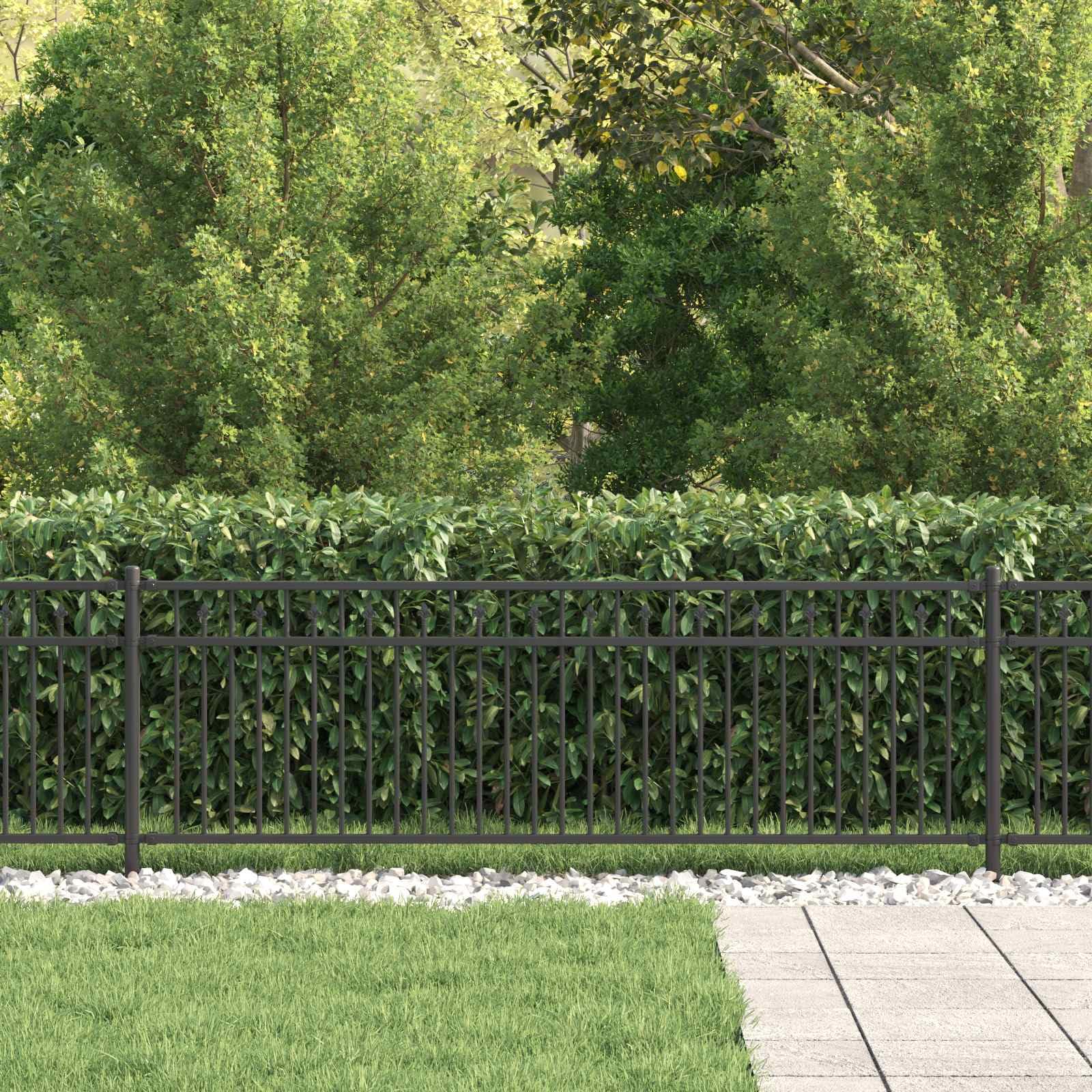 Recinzione a punta BAARLO 200 x 110 cm, in acciaio verniciato a polvere, resistente alle intemperie, resistente alla ruggine, facile montaggio, per giardino, proprietà, privacy, protezione dal