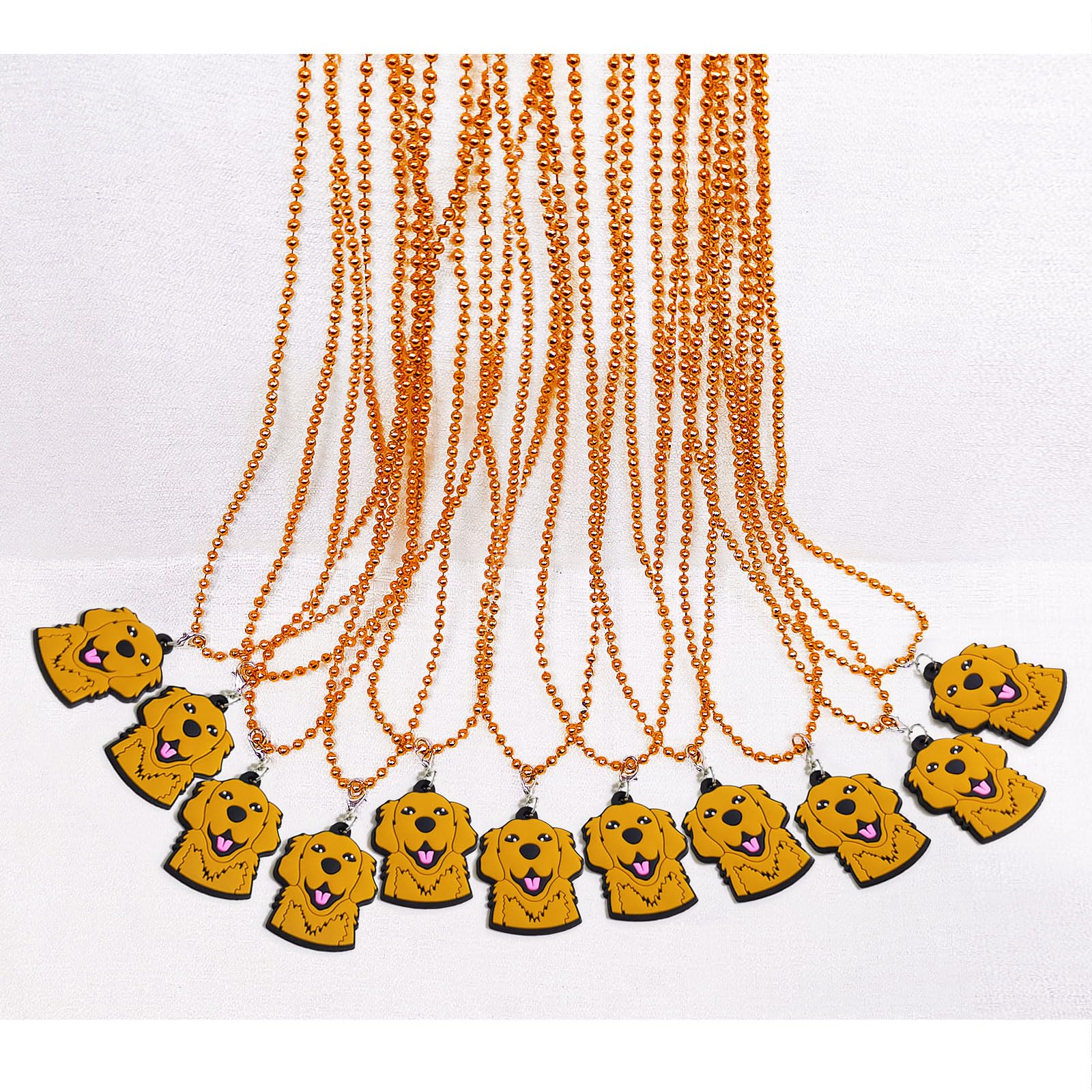 24 Pack Golden Retriever Necklace Party Favors for Animal Baby Shower, Birthday Party Goodie Bag Fillers, School Carnival Rewards, Photography Props, Home Decorations, Classroom Prize