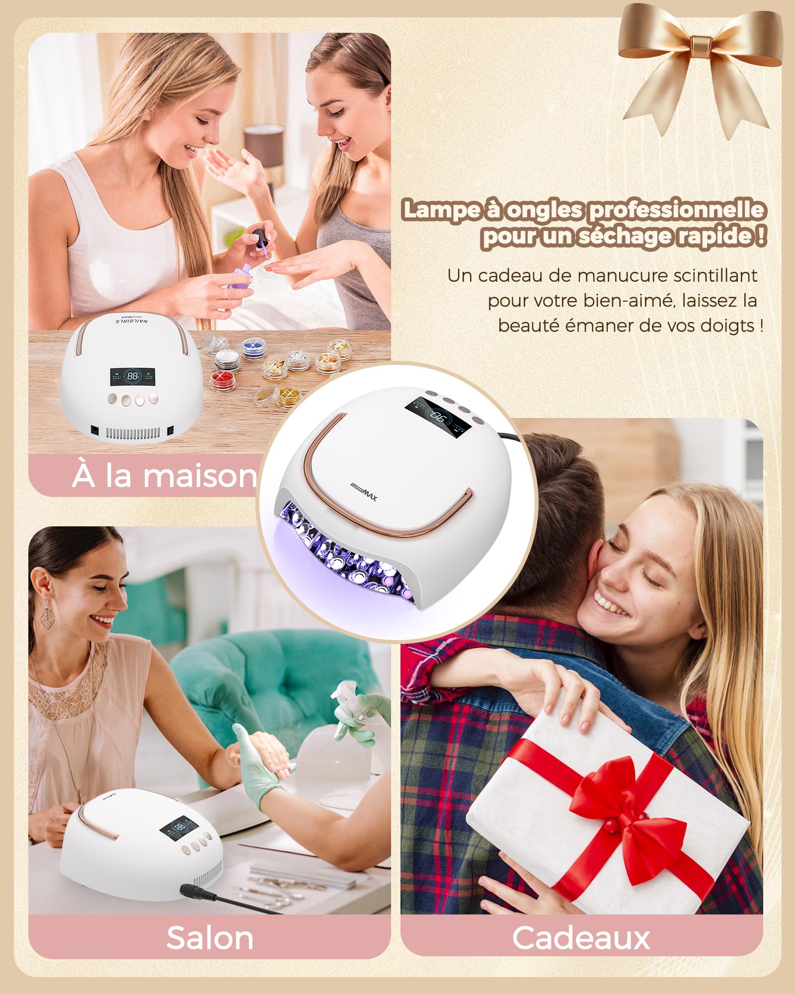 NAILGIRLS Lampada UV per unghie, lampada UV per unghie, 10/30/60/99s, timer professionale per unghie, lampada a LED, lampada UV LED, lampada per unghie in gel, per unghie in gel, per dita dei piedi