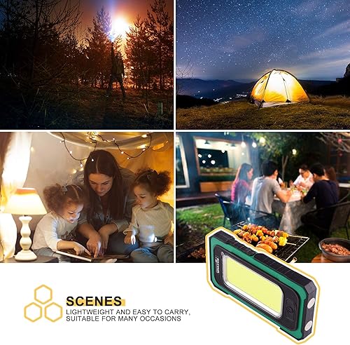 Miniatura 7 de WARSUN Luz de trabajo LED, luz de trabajo magnética portátil recargable, luces solares LED impermeables para acampar al aire libre, senderismo,