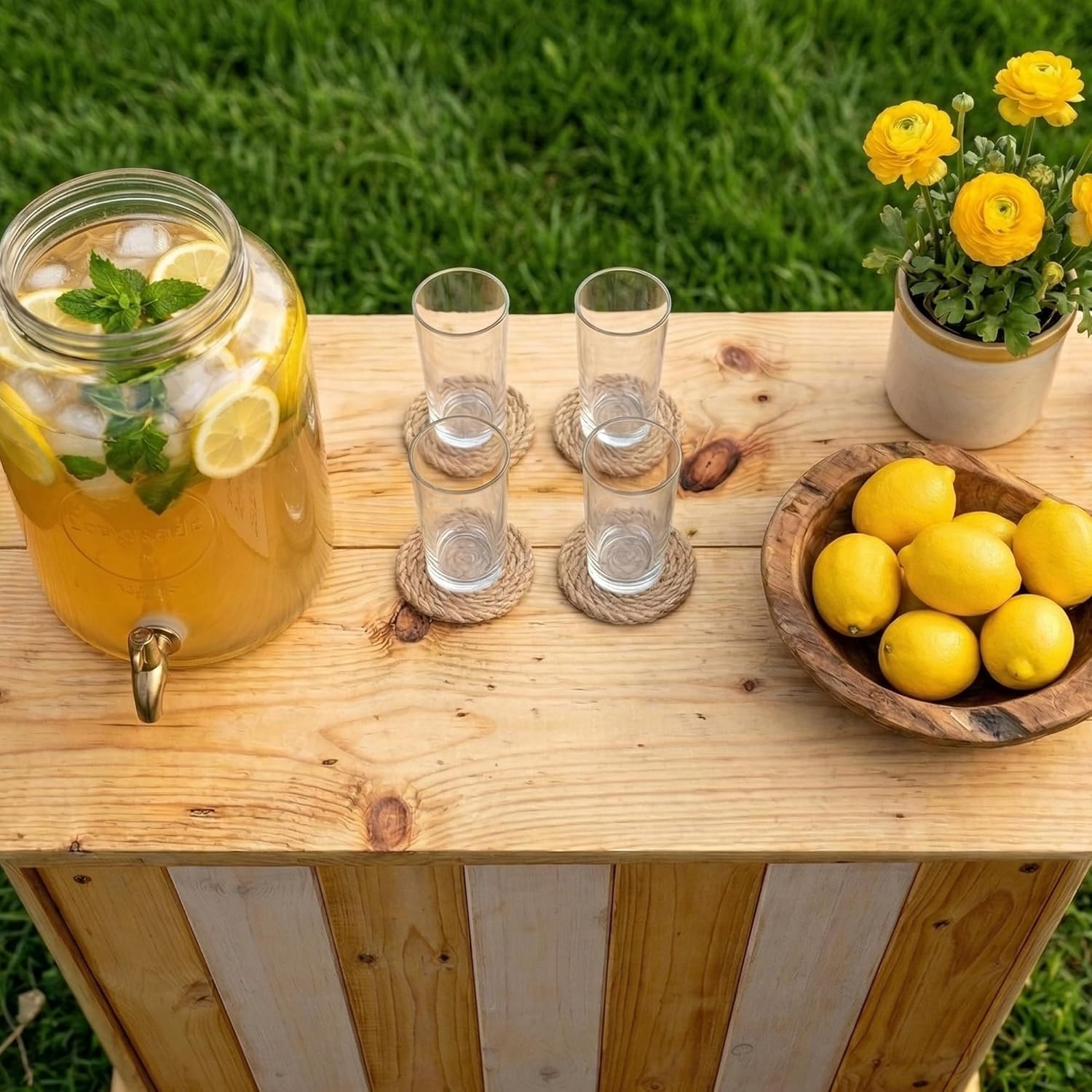 OWLHAUS Wood Lemonade Stand for Kids | Use as Lemonade Party Decorations, Picnic Decorations Outdoor, Pop Up Store, Lemon Themed Party Decor, Lemonade Bar for Special Events (Large White)