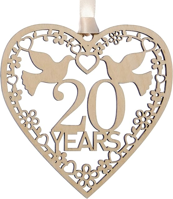 Alphabet barn 20th Wedding Anniversary Plaque Wooden Gift 1 2 3 4 5 10 15 20 25 30 35 40 45 50 For Her Couples Husband Wife China Present (20 years plaque)