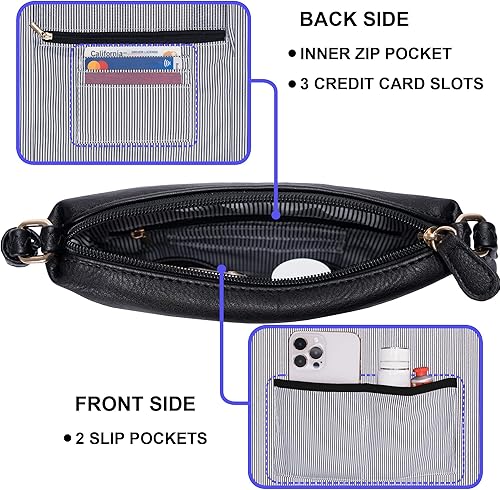 Miniatura 6 de Solene Bolso cruzado pequeño con múltiples bolsillos con cremallera y correa ajustable, bolso de viaje ligero, bolsa de mensajero pequeña para uso